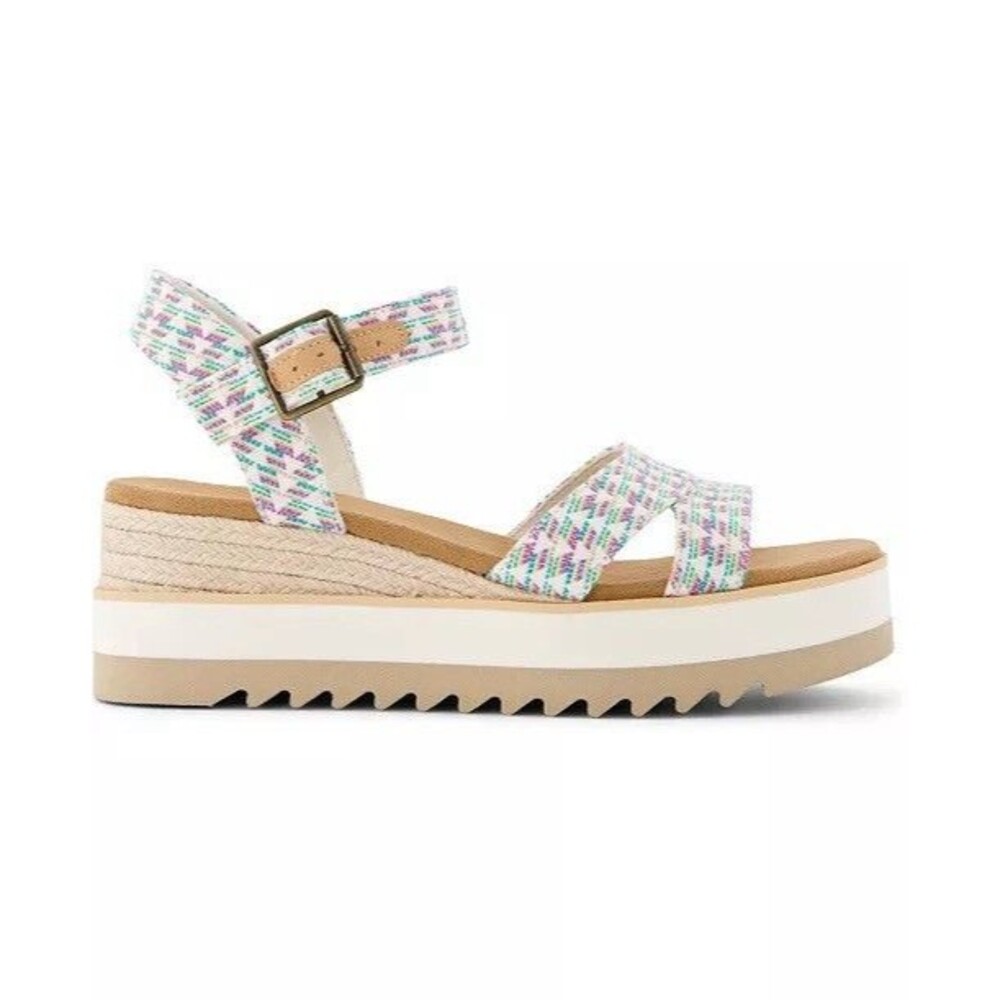 Toms Louisa Platform Wedge Sandals Womens Sz 8 Multicolor Woven Textile NEW